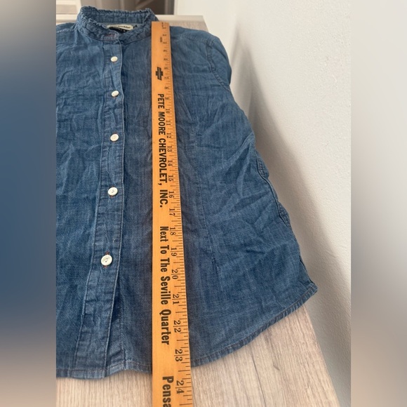 Tom Beckbe Cotton Denim Button Up Shirt Ruffle Pintuck Detail Size Small - Picture 4 of 8